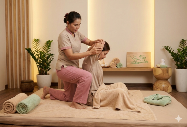 thai massage stretching woman